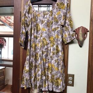 Floral Yellow and White Dress